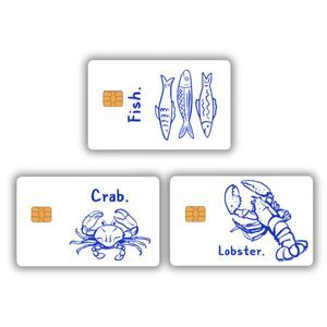 Seafood Credit Card Skin Vinyl Ocean Fish Crab Lobster Card Sticker Handmade